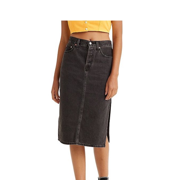 Levi's Dresses & Skirts - Levi’s Black Denim Side Slit Midi Jean Skirt